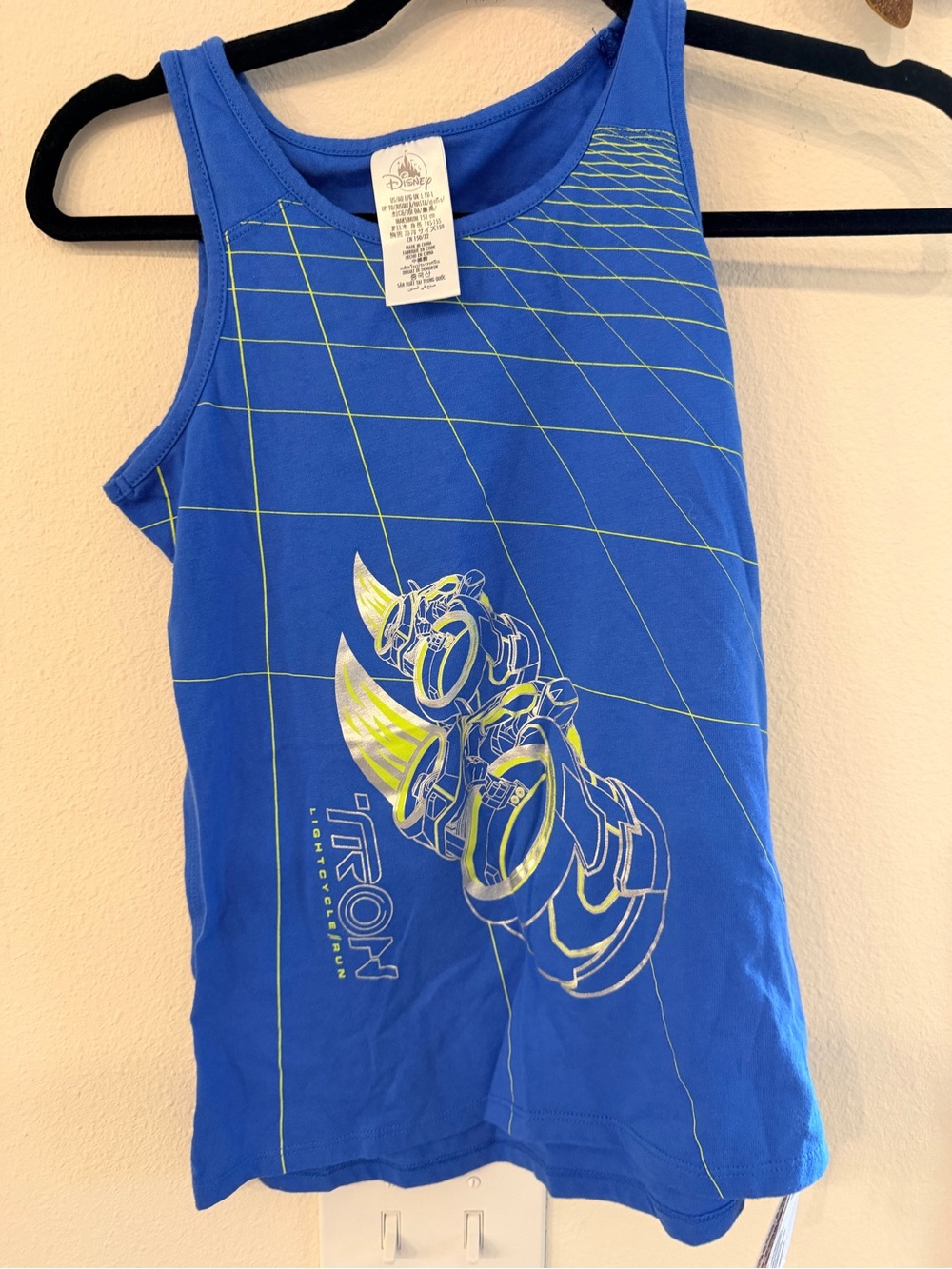 Disney Blue Tank Top with Neon Yellow TRON Graphic